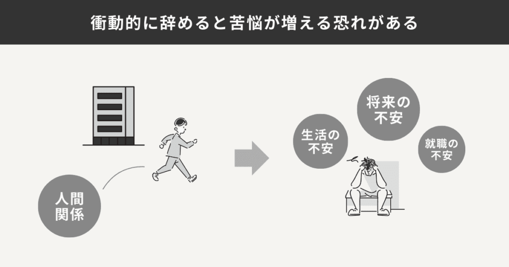衝動的に会社を辞めたときのリスクをまとめた図解