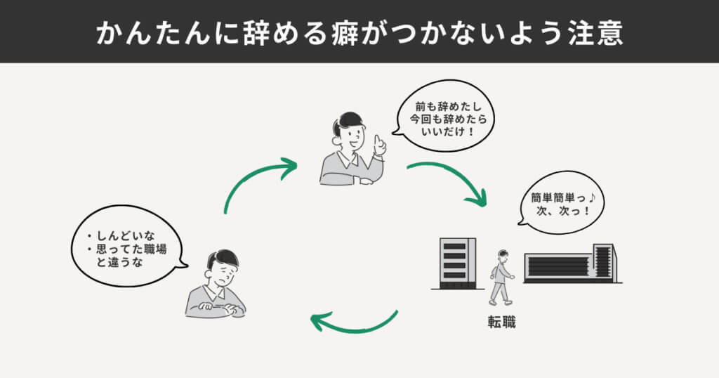 退職を気に、かんたんに辞める癖がついてしまった具合的な流れを表した図解