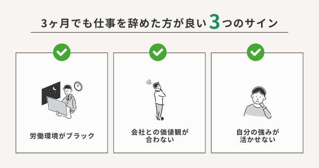 3ヶ月で仕事を辞めた方がいい3つのサインをまとめた図解