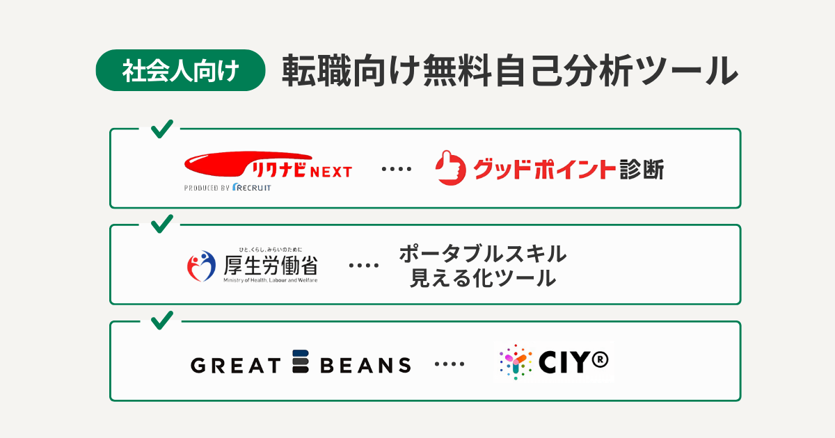 社会人向けの転職向け無料自己分析ツール