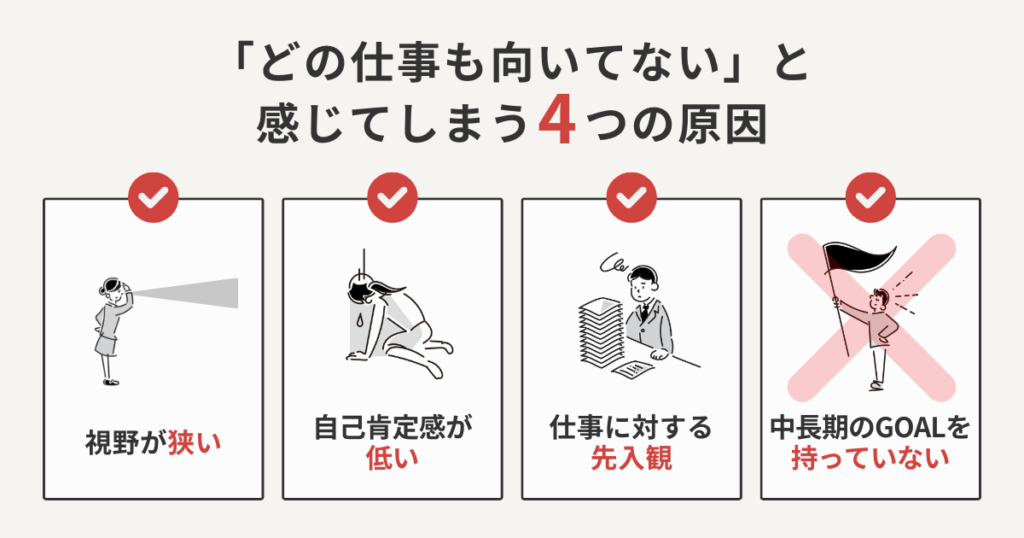 どの仕事も向いてないと感じてしまう4つの原因