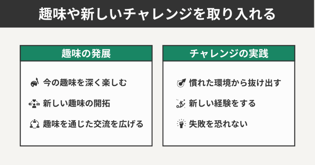 趣味や新しいチャレンジを取り入れる