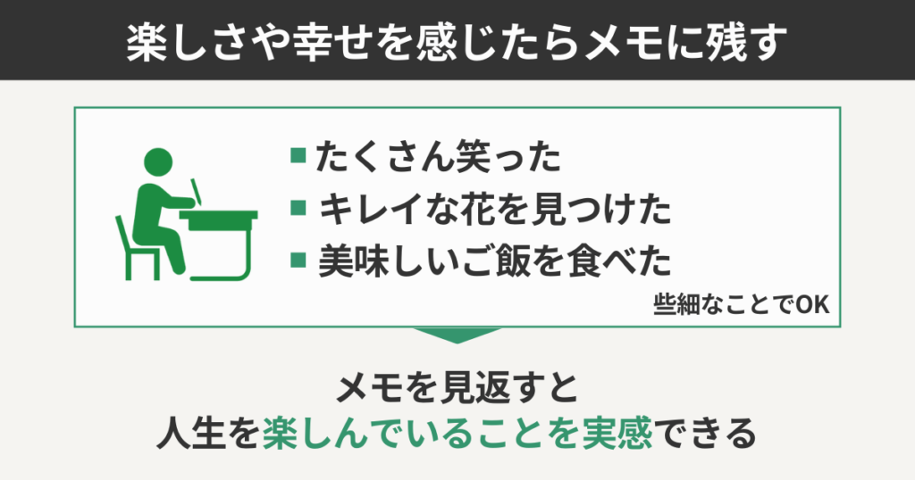 楽しさや幸せを感じたらメモに残す