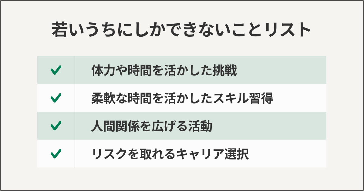 若いうちにしかできないことリスト