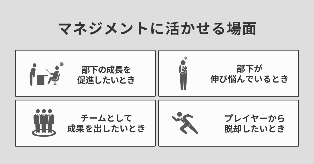 マネジメントに活かせる場面