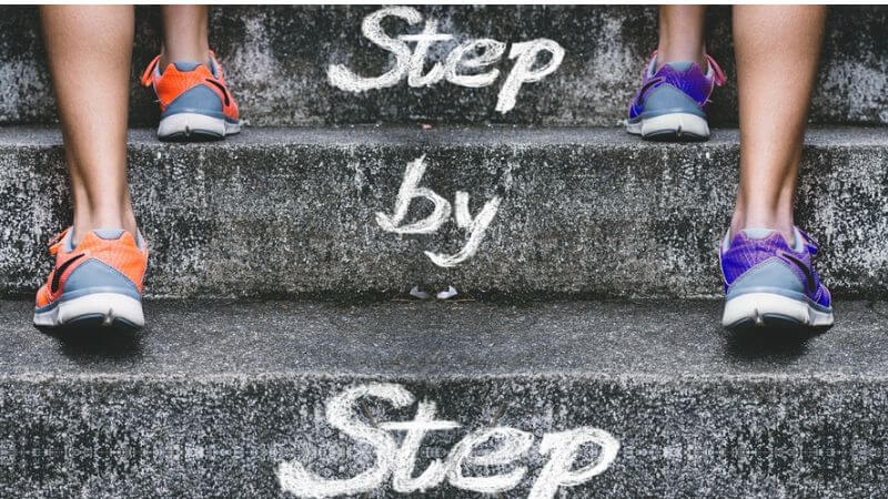 ステップの文字と足