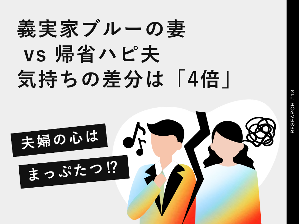 【帰省注意報】義実家ブルーの妻 vs 帰省ハピ夫の気持ちの差分は「4倍」。ひとつ屋根の下、夫婦のココロはまっぷたつ⁉