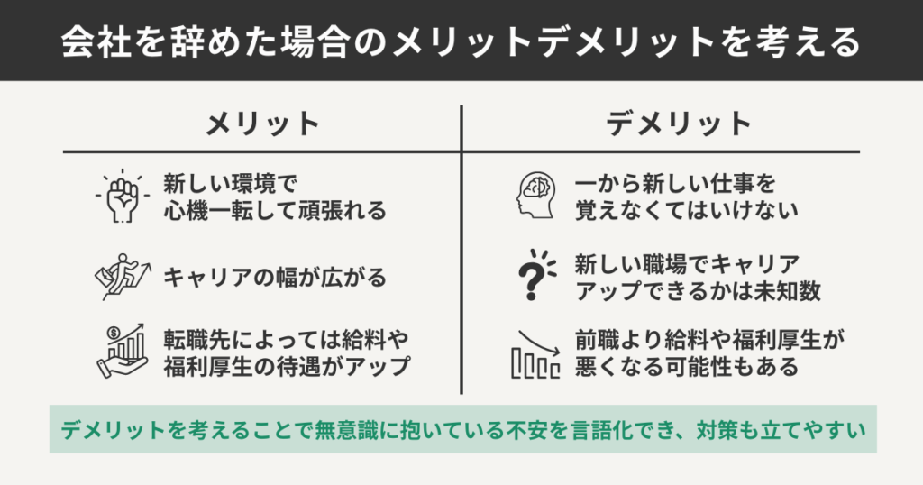 会社を辞めた場合のメリットとデメリットを考える